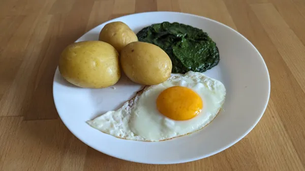 Kartoffeln mit Spinat und Spiegelei